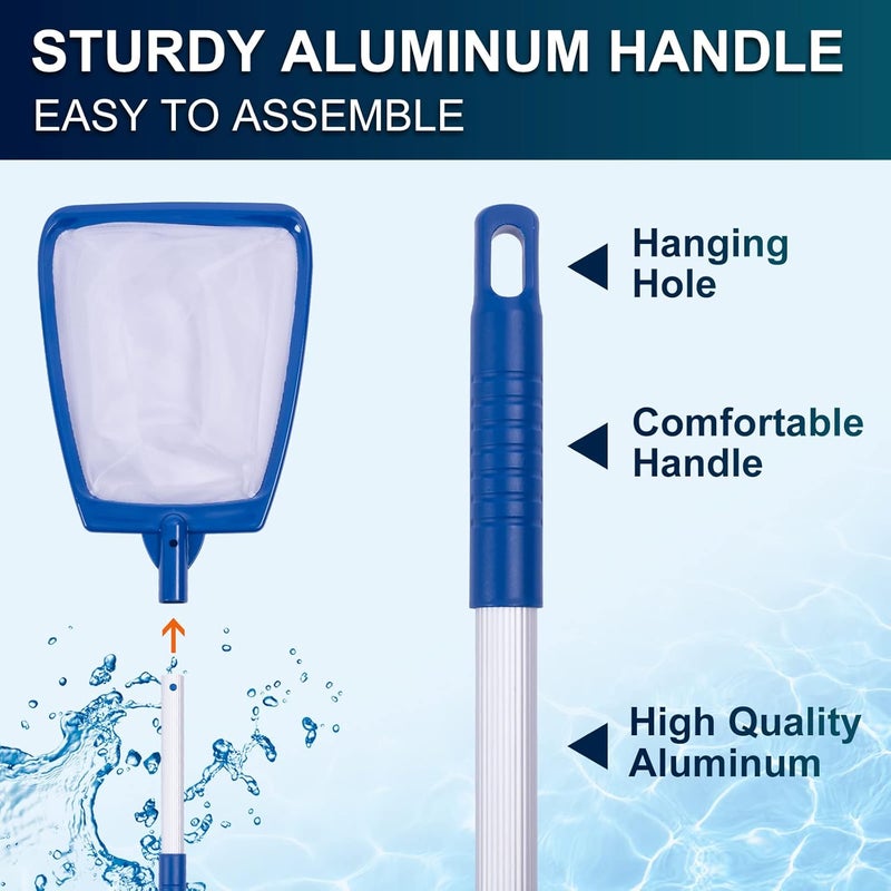 POOLAZA Hot Tub Skimmer Net Handheld, Professional Pool, Spa, Pound Skimmer Net with Aluminum Pole Handle, Deep Ultra Fine Mesh Netting Small Pool Skimmer Net, Upgrade Durable Hot Tub Net Hand Skimmer - Image 4